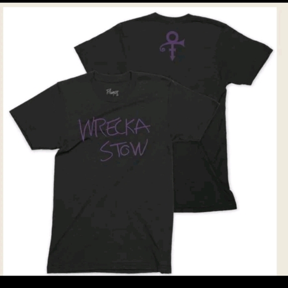 Prince Tops - Prince Wrecka Stow Black And Purple Crew Neck Tee L